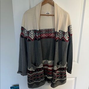 Hatley Heritage Gray and Cream Patterned Cardigan